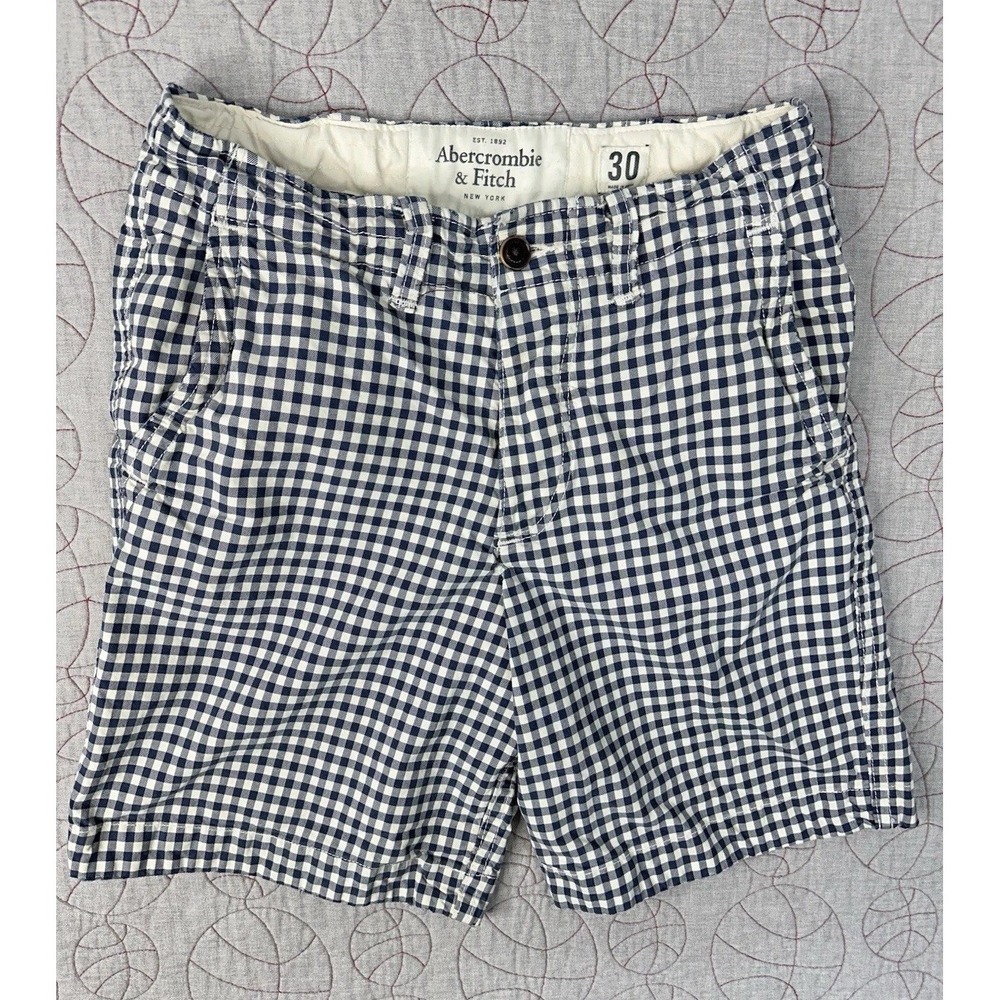 Abercrombie & Fitch Canvas Shorts Blue Gingham Check / Men's 30